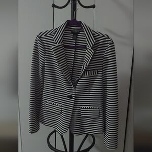 Soho Apparel Black and White Striped Blazer